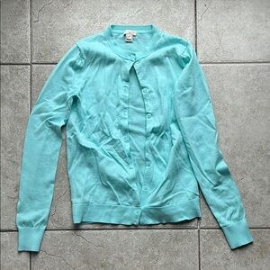 J. Crew Blue Cardigan Sweater with Ribbed Cuffs